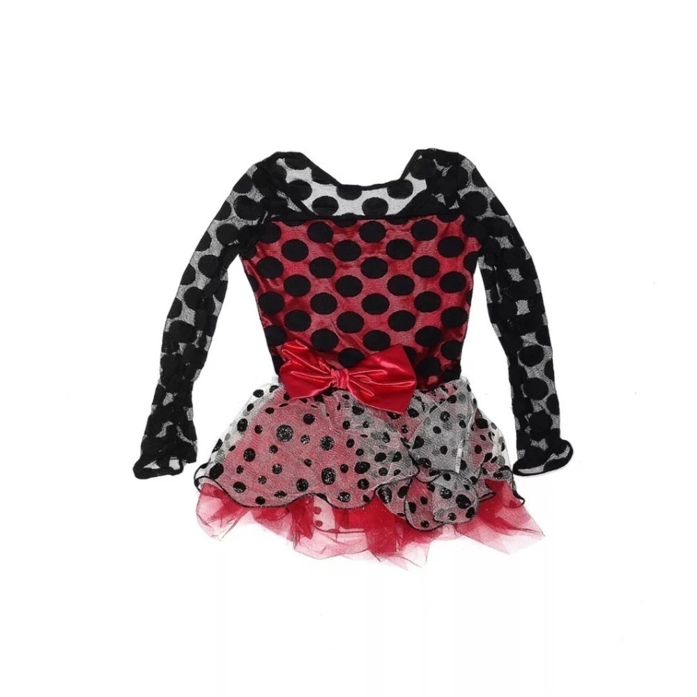 Girl Weissman Dance Costume Sing 8807 Red Black Polka Dot Sz SC Tap Jazz Ballet